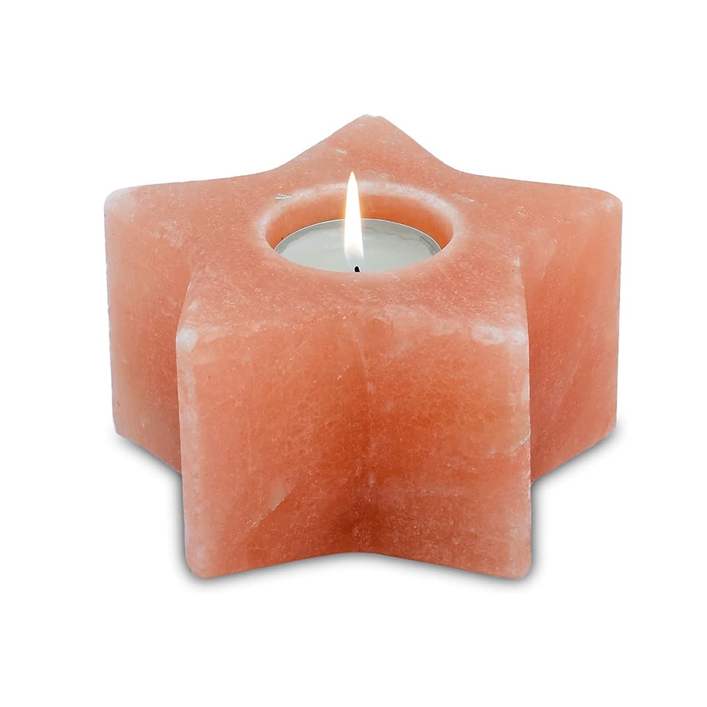 PLUSHOME Portavelas y Quemador de Sal Himalaya.Con formas. - Decoración del Hogar -Meditación -Relajacion- Bienestar-Concentracion-Yoga