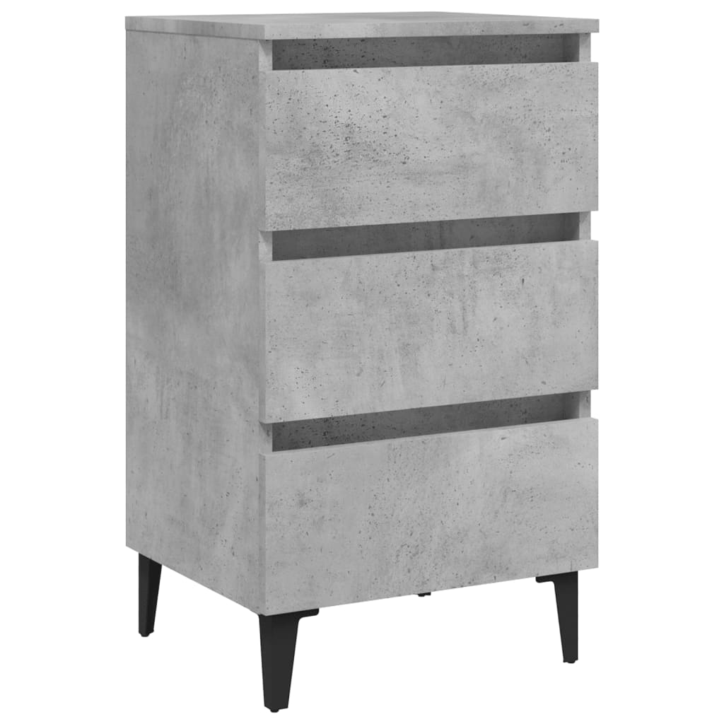 Vidaxl Mesita de Noche con Patas de Metal 40x35x69 Cm Blanco