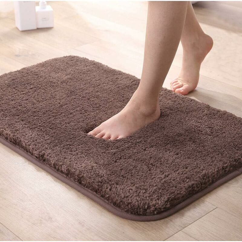 Alfombra de baño antideslizante absorbente extragruesa, lavable a máquina (marrón, 40 x 60 cm)