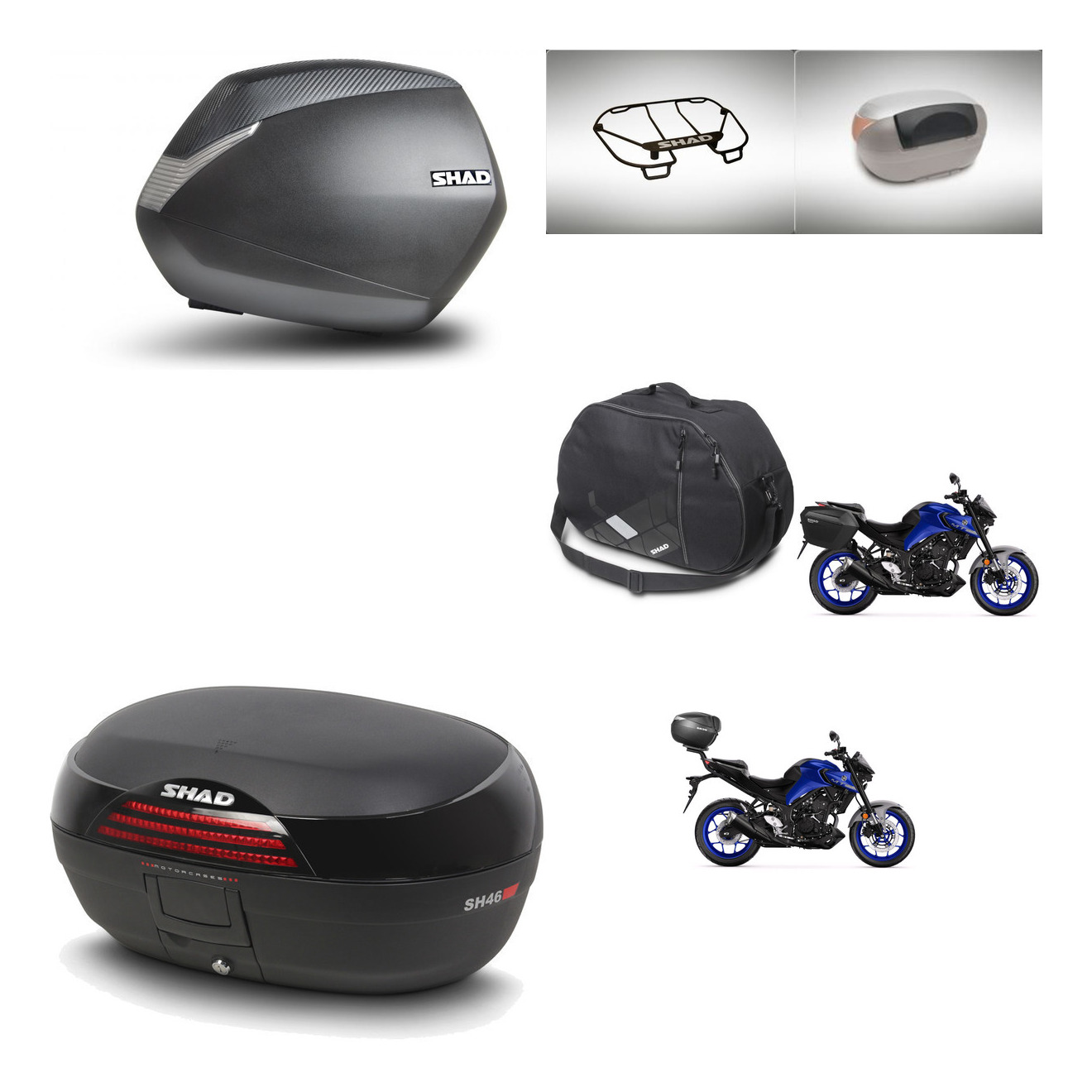 Baul Trasero + Maletas Laterales + Accesorios + Herraje 3P + Herraje Montaje Sh36 Sh 36 Sh46 Sh 46 New Model KIT-267868