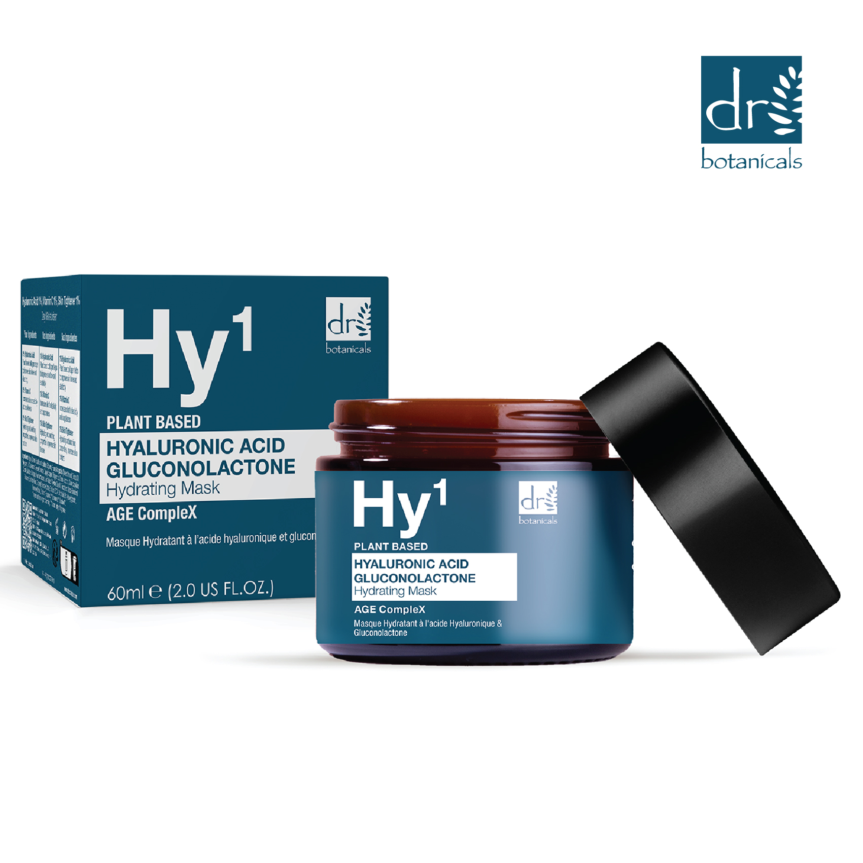 Dr. Botanicals Mascarilla Facial Ácido Hialurónico 1% y Gluconolactona para Hidratación Profunda