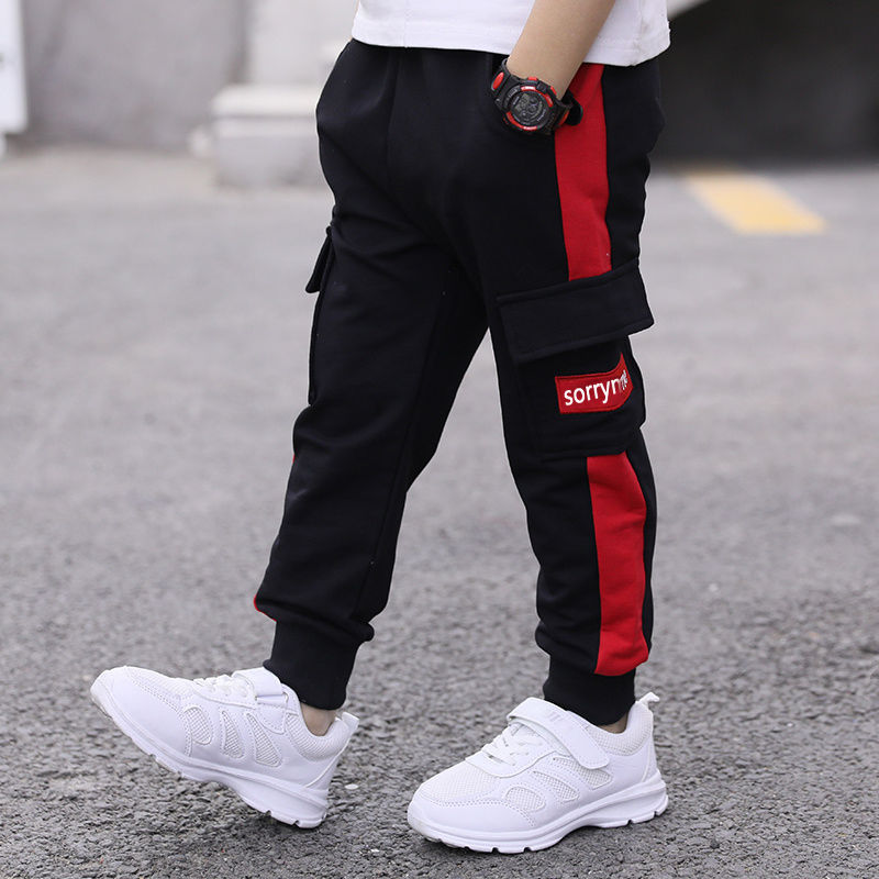 TK Pantalones Deportivos Para Niños Primavera/Otoño Moda Niños Mayores 3-11Años Coton/Poliéster Cierre Elástico Estilo Cargo