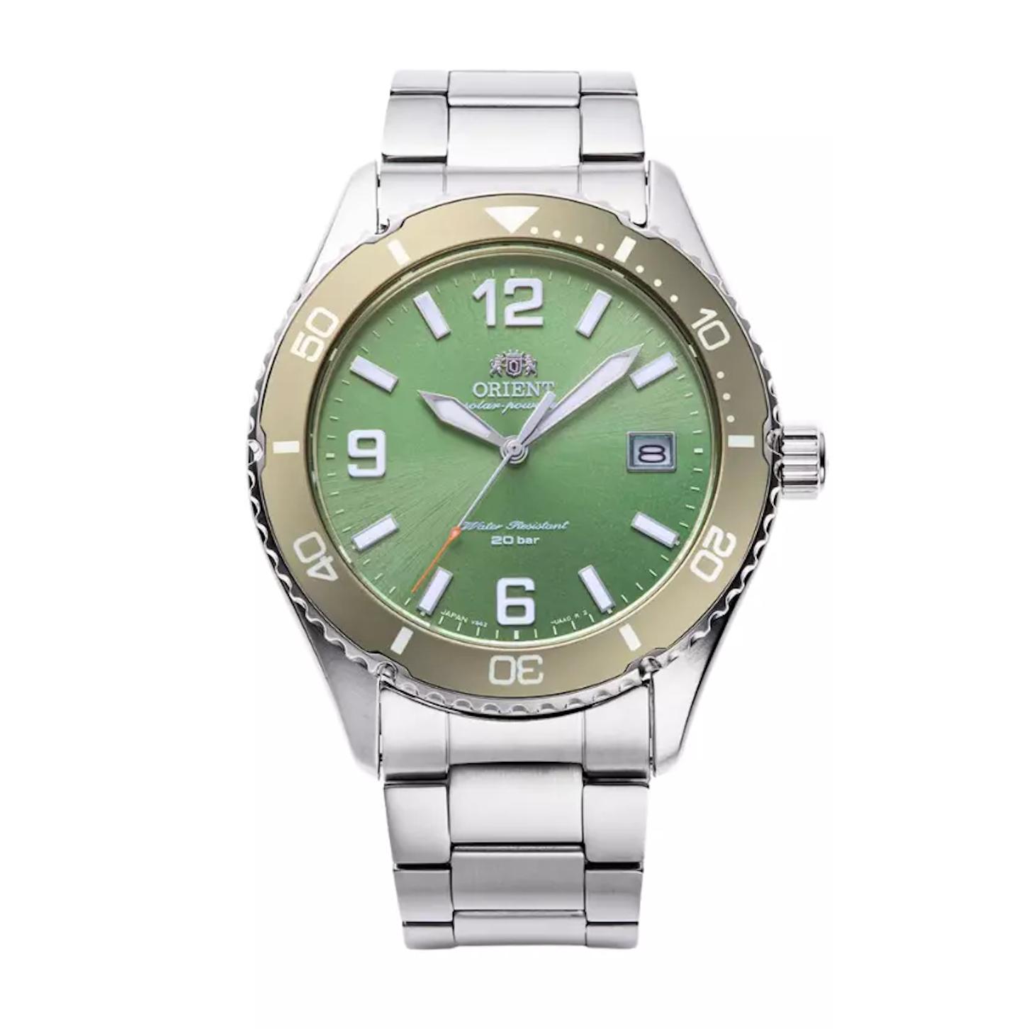 Reloj de buceo solar hombre Orient Kamasu RA-WJ0001E 39.9mm 200m WR cristal de zafiro correa de acero