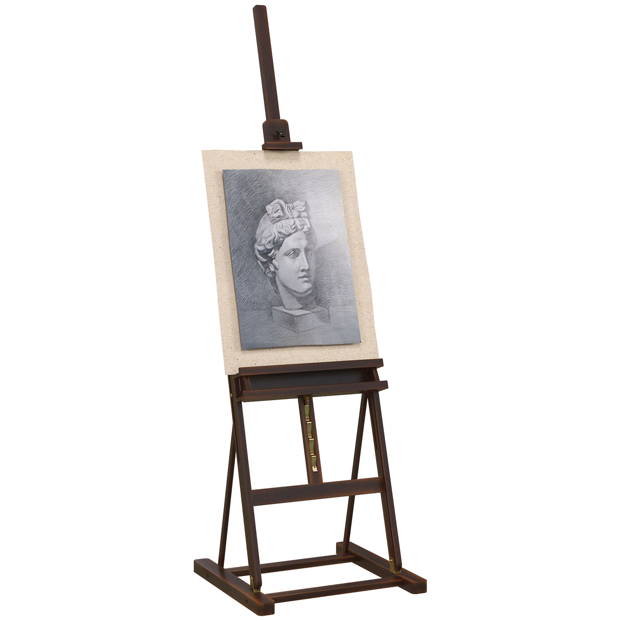 HOMCOM Caballete de Pintura, 230 cm, Caballete de Madera con Altura y Ángulo Ajustables, Almacenamiento, para Adultos, Artistas, Pintor, Estudiantes, Marrón