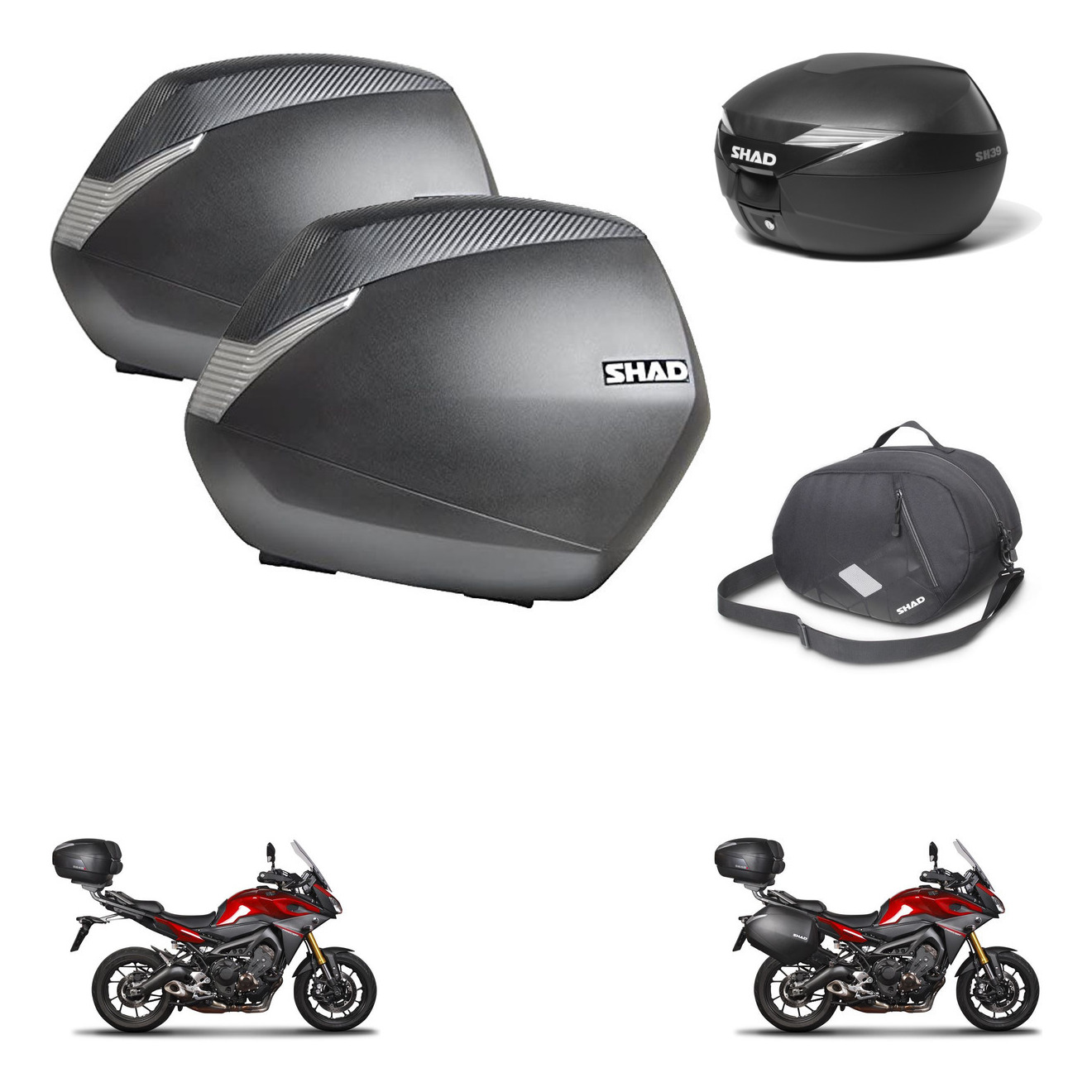 Baul Trasero + Maletas Laterales + Bolsa Interna + Herraje 3P + Herraje Montaje Sh36 Sh 36 Sh39 Sh 39 KIT-246477