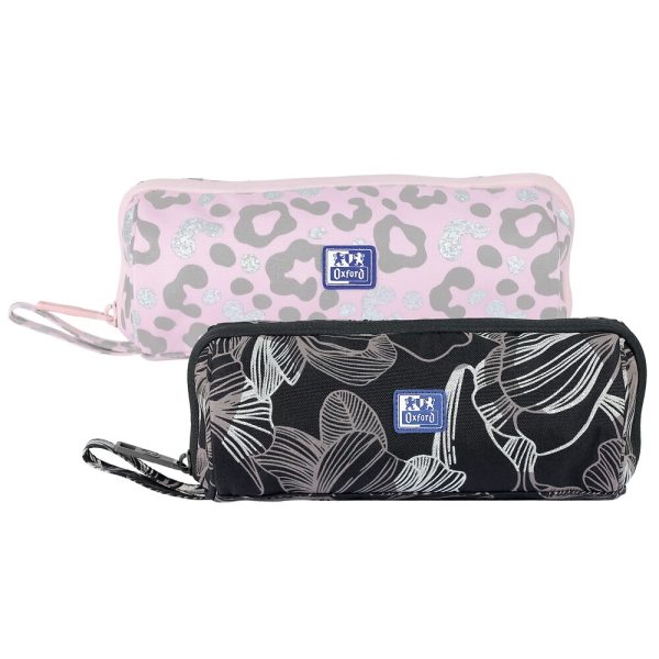 Oxford dream tech estuche portatodo redondo - apertura total - 8 compartimentos - goma kangoo acoplable a cuadernos y carpetas - asa de transporte - diseÃ±os animal print y floral print (4 uds)