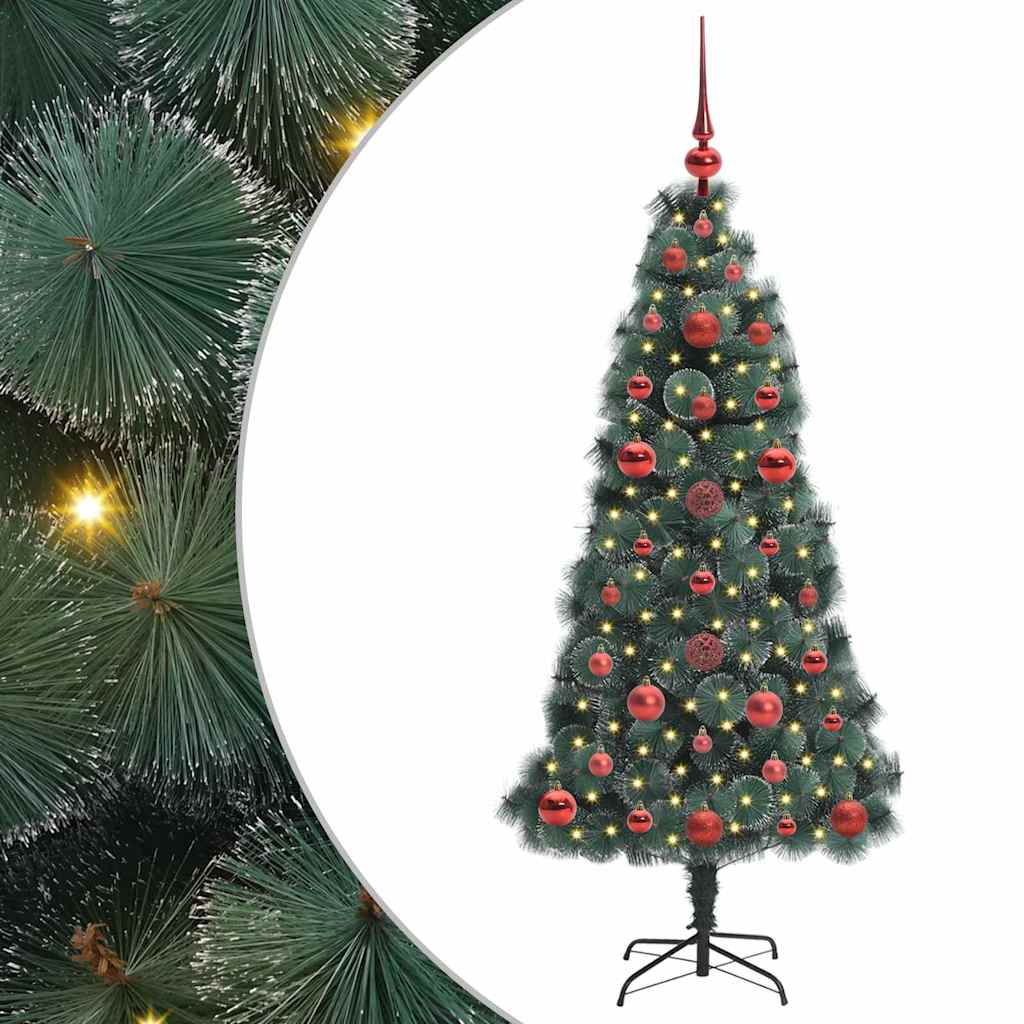 vidaXL Árbol de Navidad artificial preiluminado con juego de bolas PET Multicolor