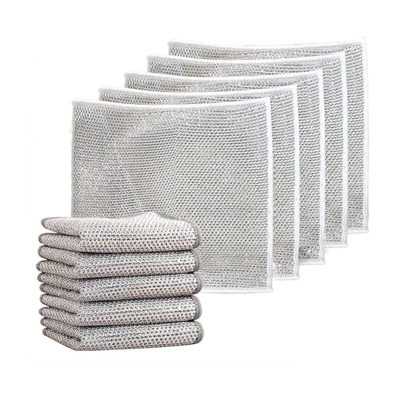 CA Paños de cocina de alambre multiusos Sollbry para húmedo y seco, paño de cocina multifuncional antirayaduras, paños de cocina de alambre de doble capa, paños de cocina de microfibra (10