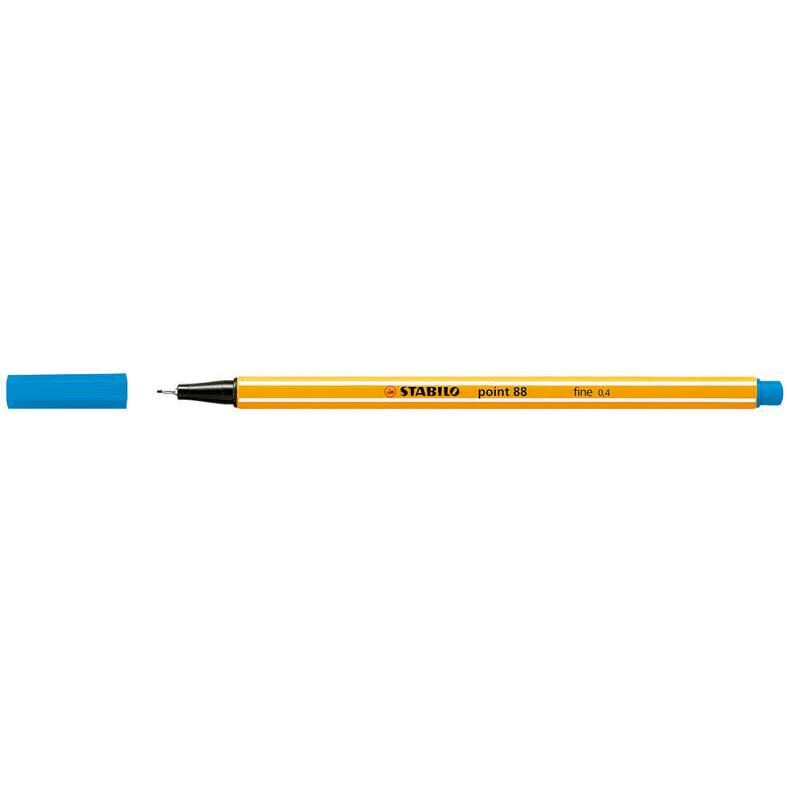Stabilo point 88 rotulador de punta fina de fibra - trazo de 0.4 mm - tinta con base de agua - color azul (10 uds)