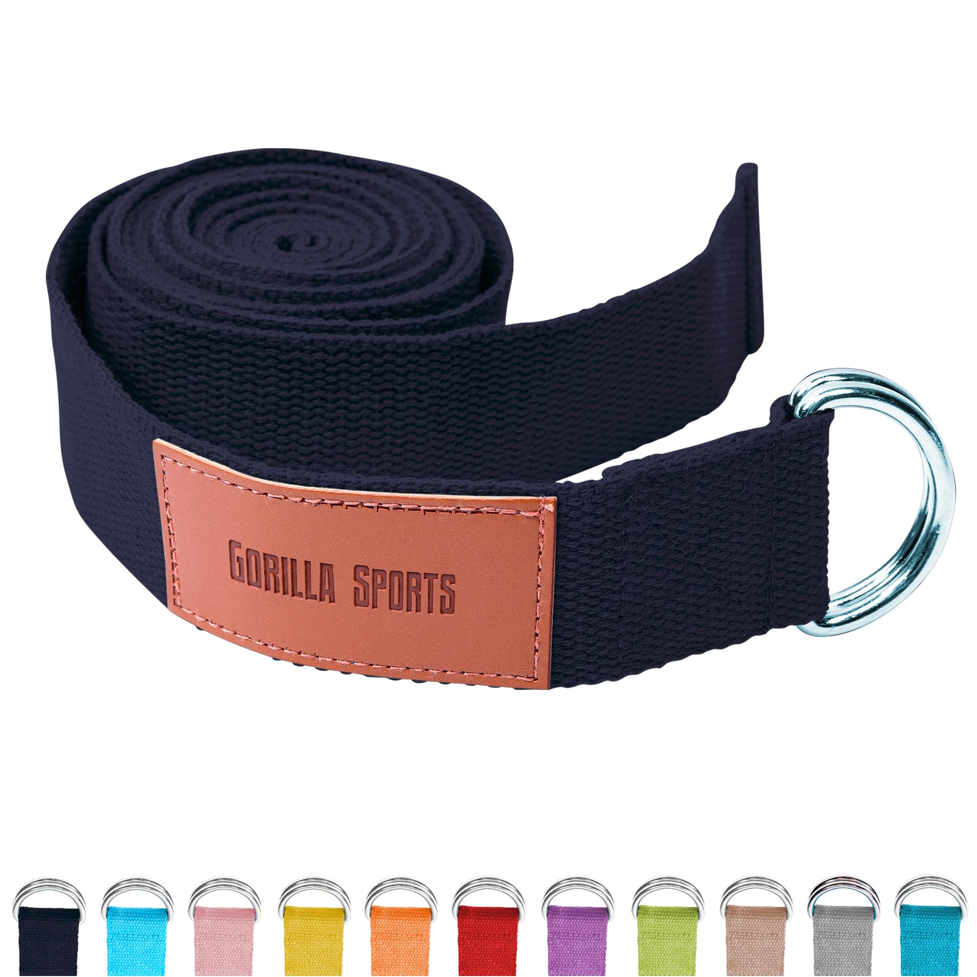 Gorilla Sports Cinturón de yoga en negro 260 x 3,8 cm