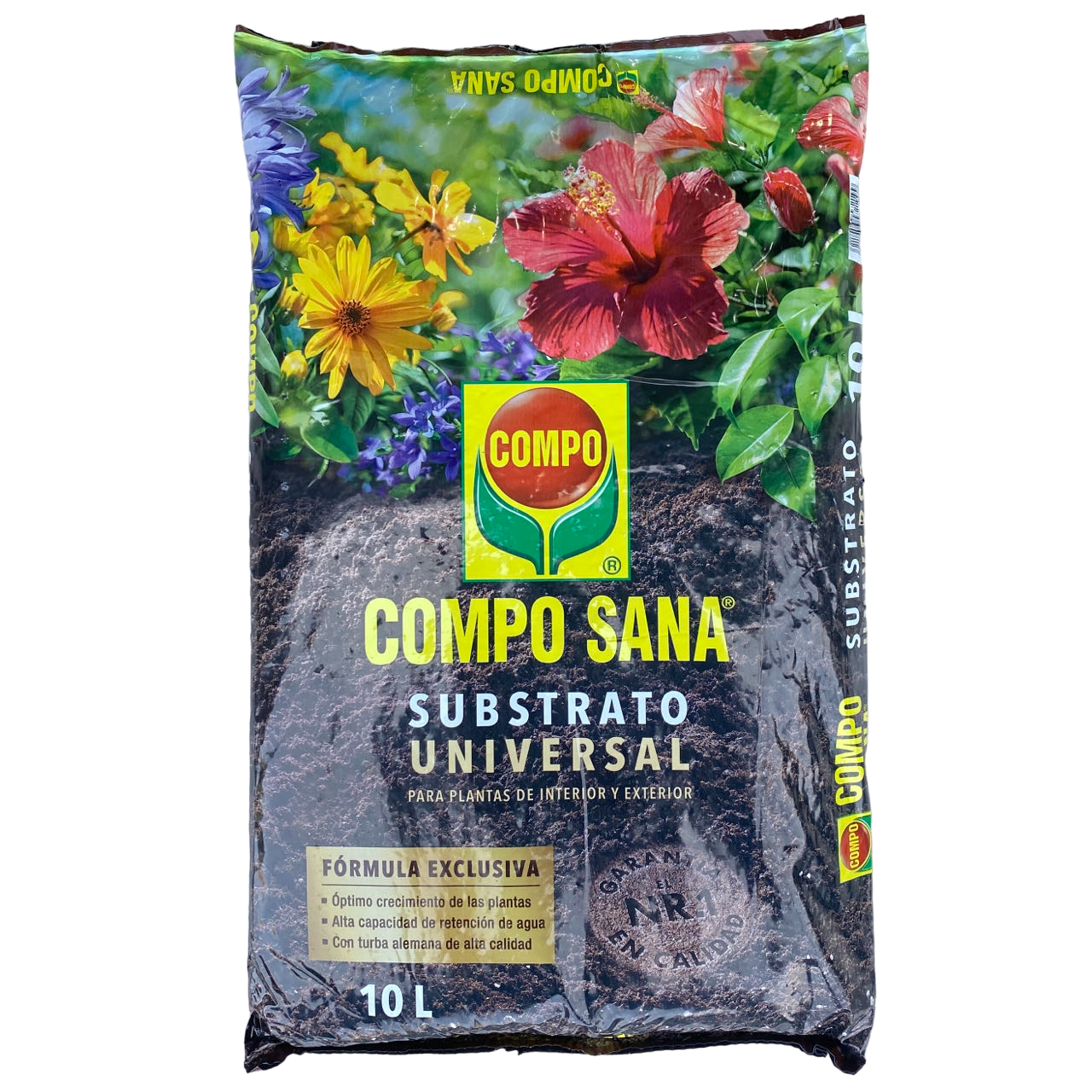 Compo sana - Sustrato Universal de Calidad en Paquete de 5, 10, 25, 40 litros para plantas flores jardín con abono