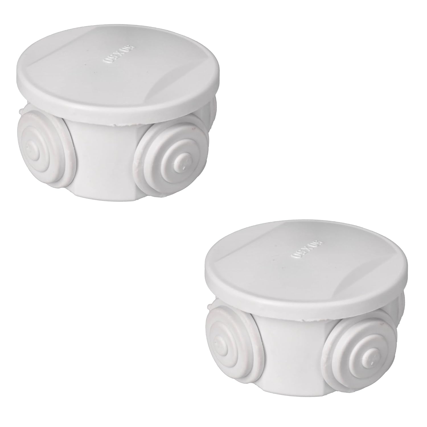 Jandei - Caja de Montaje en Superficie, Redonda 50x50mm, IP54 Instalación en Interior/Exterior, 4 entradas. Ideal para Aplicaciones Residenciales, Comerciales o Industriales.