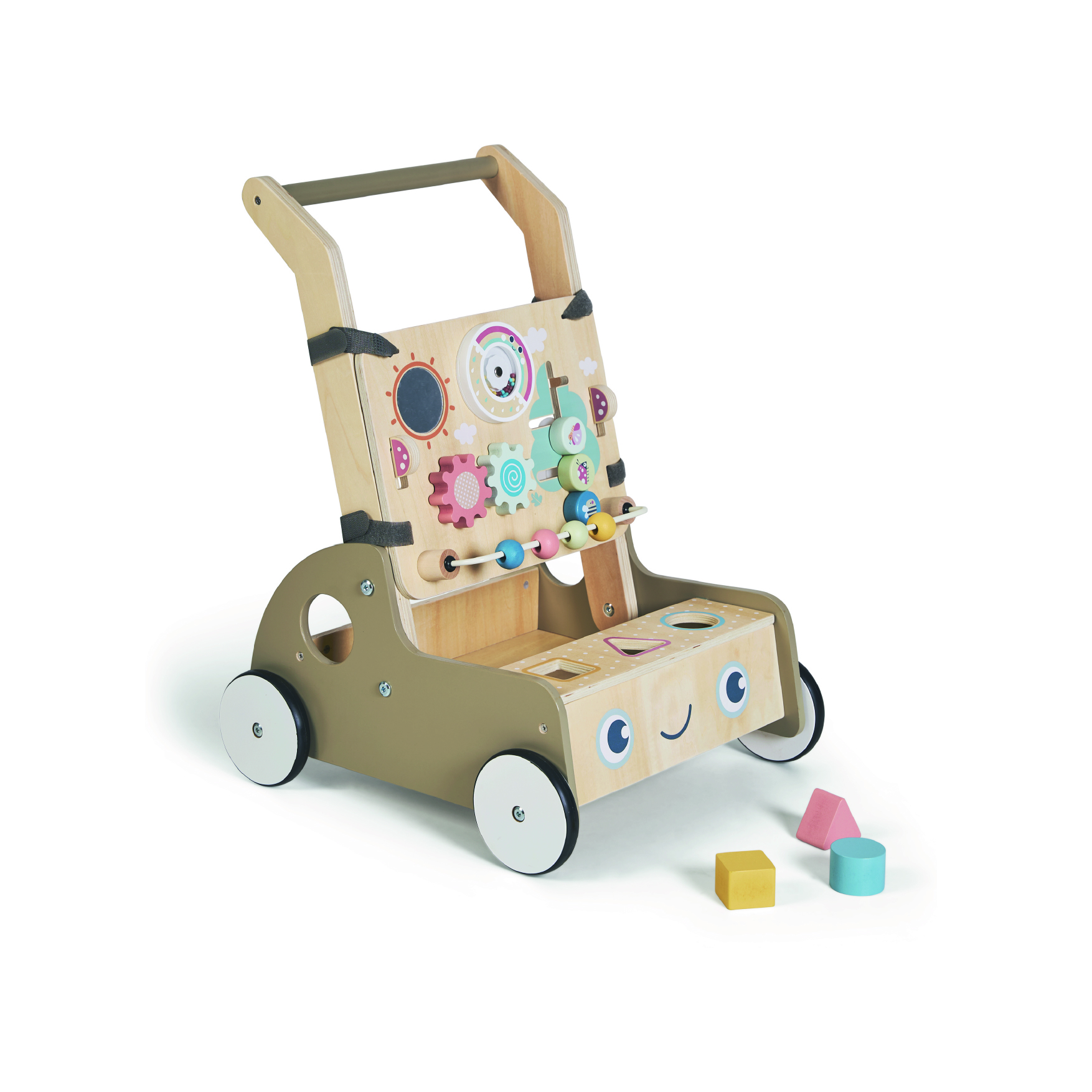 MS Montessori MIMO - MONTI - MAXI - Andador de madera para bebés - Carrito correpasillos con juguetes y actividades para los primeros pasos - Caminador para bebé +12 meses