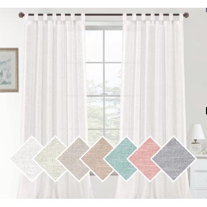 TK Cortinas de Lino para Salón,2 Piezas,Visillo Translúcido, Cortinas with Ojales modernos, Decorativas para Ventana, Habitación y D