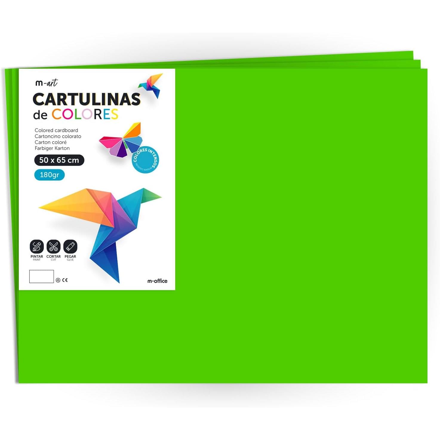 Pack 125 Cartulinas Color Naranja Fluor Tamaño 50X65 180g