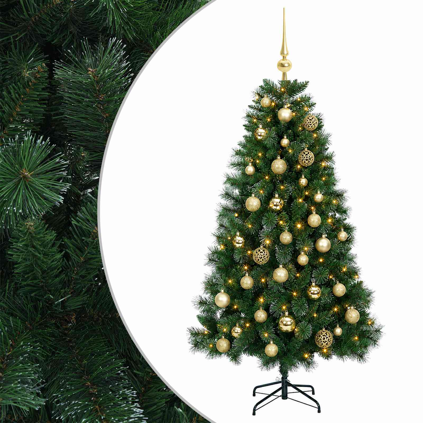 vidaXL Árbol de Navidad artificial con bolas 150 cm 150 LED
