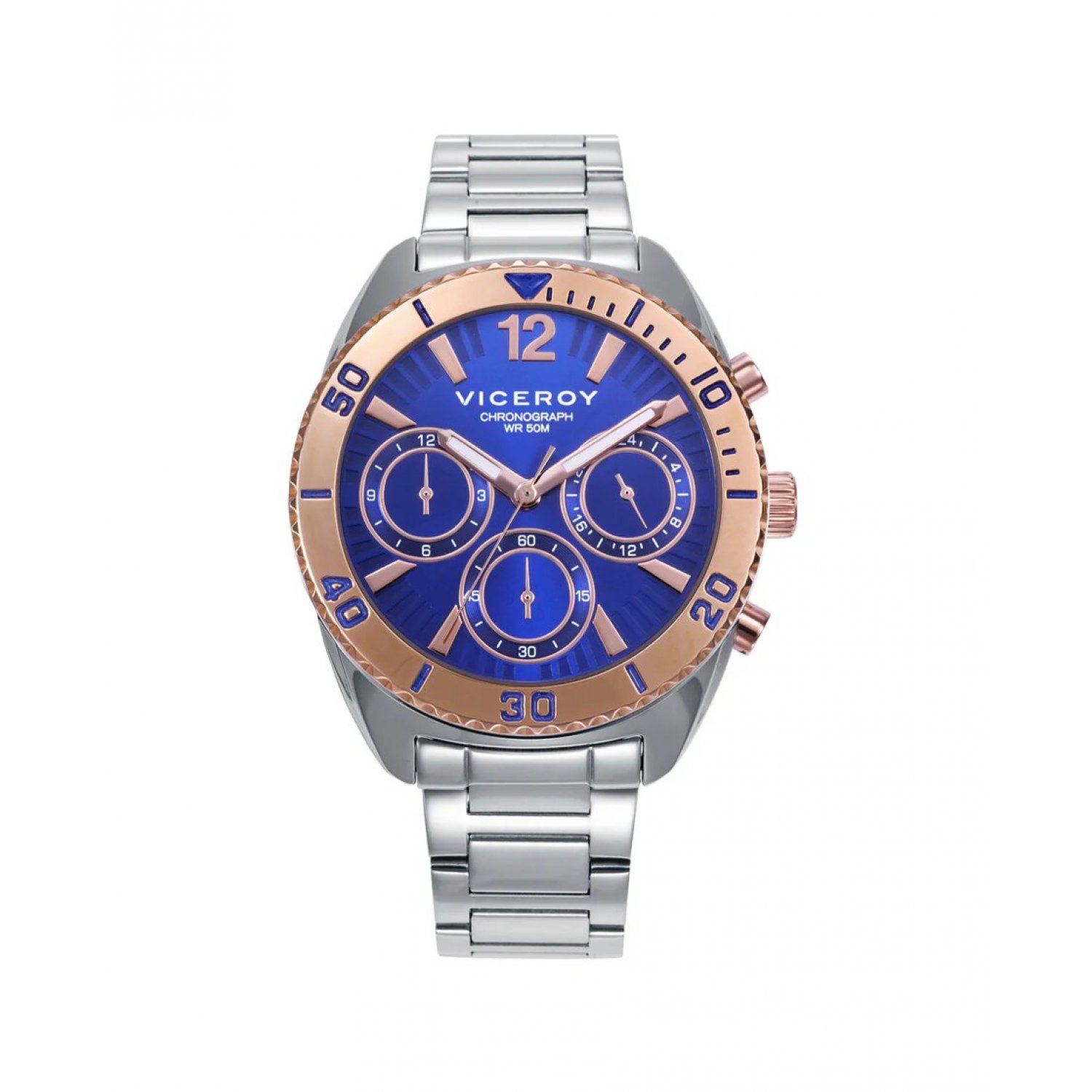 Viceroy Reloj caja bitono de acero e Ip rosa 5 Atm,brazalete de acero, movimiento cuarzo