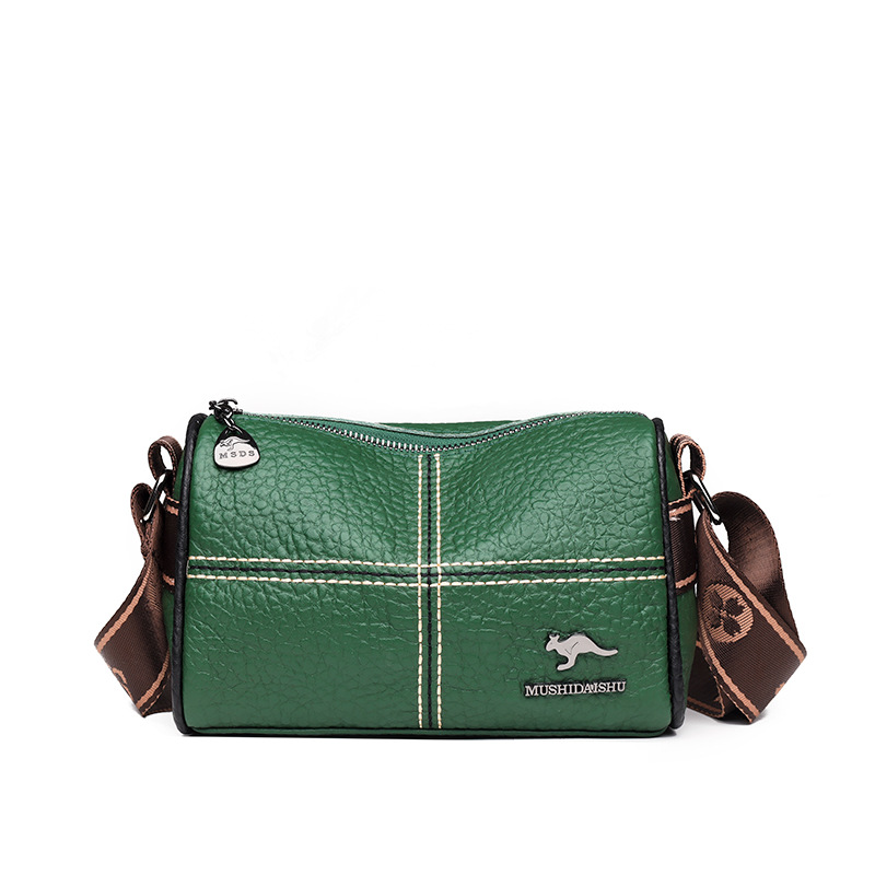 Bolso de mujer de piel auténtica, nuevo estilo, moderno, bandolera de hombro con empalme, bolso de piel de vaca de primera capa, bolso de almohada