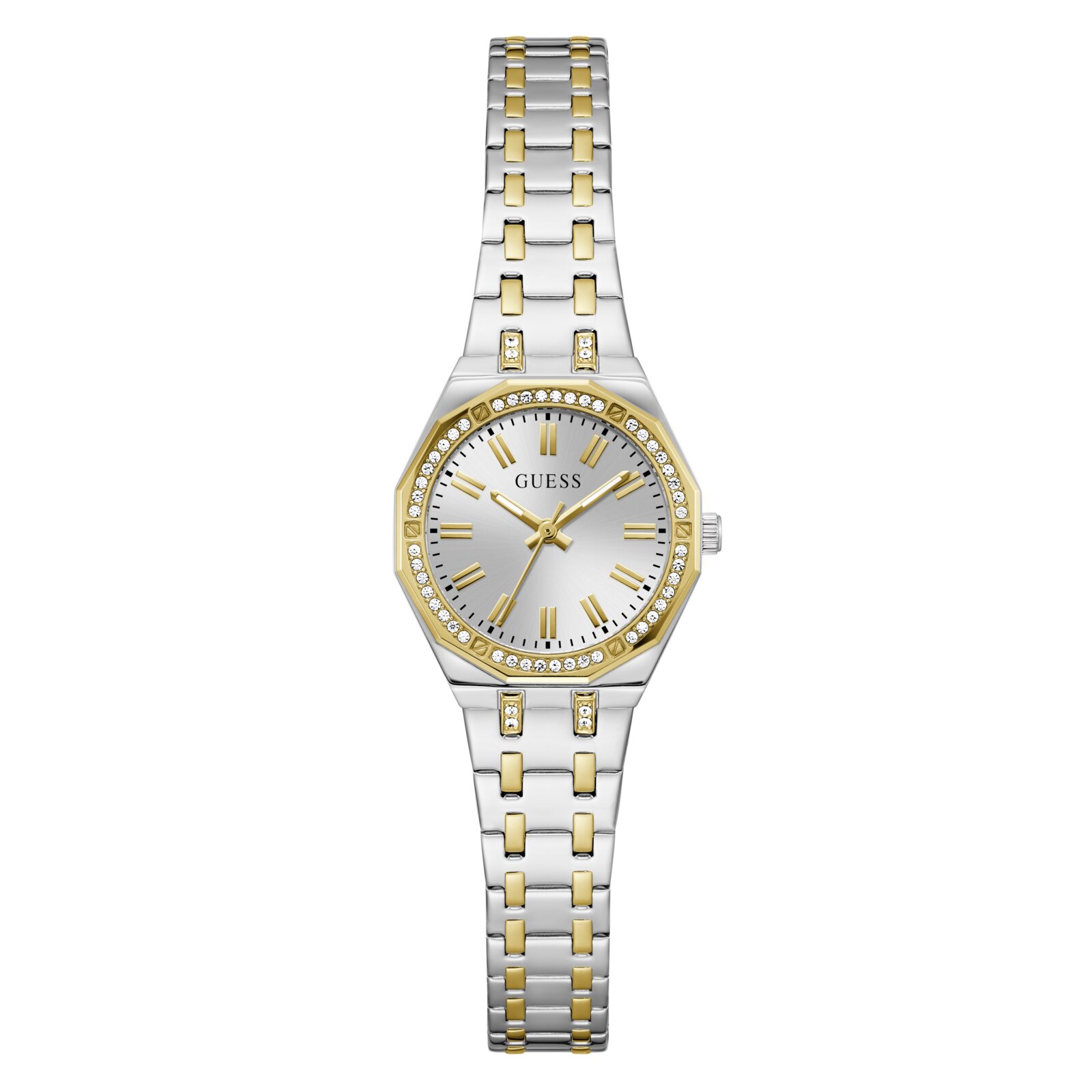 Guess Reloj Mujer Caja De Acero Reciclado Pulsera Acero Reciclado De Color Bicolor Oro Resistente Al Agua 3 Atm Gw0931l3