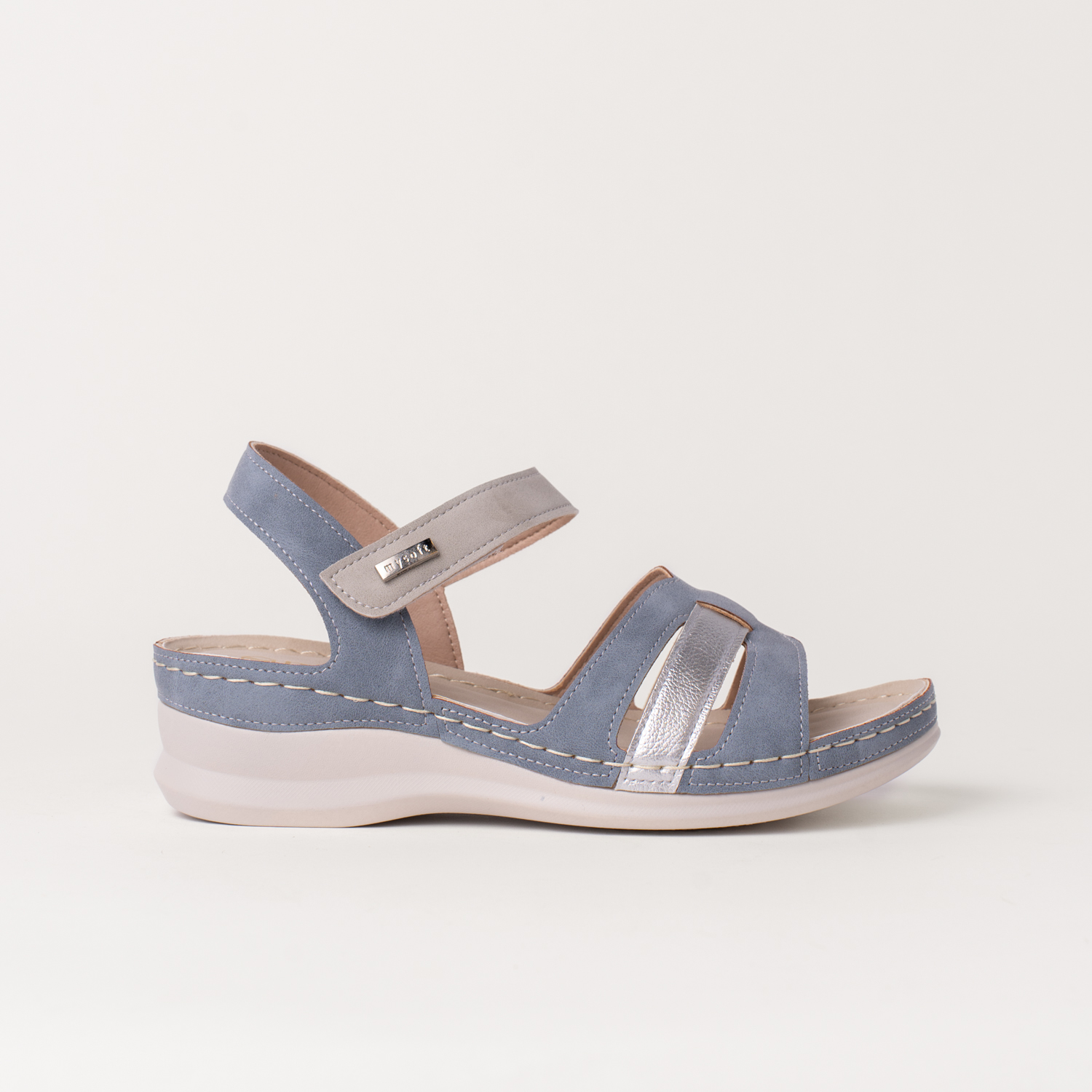Mysoft 25M015 Sandalias con cuña de mujer cierre en velcro