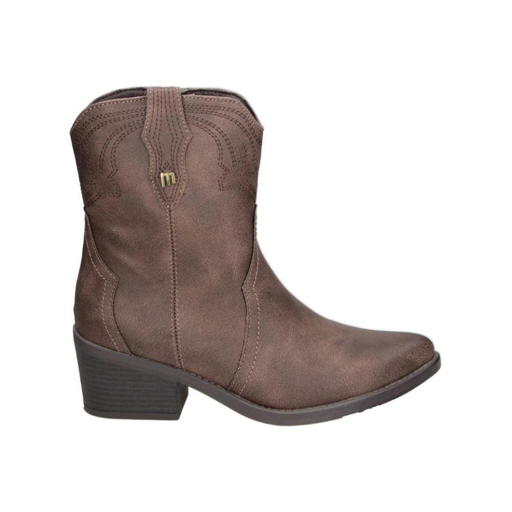 MUSTANG | Botines Tanubis Mustang MTNG para Mujer – Botín Cowboy Negro Vegano con Tacón de Bloque, Punta Afilada, Cremallera Lateral, Tiradores y Costuras Western – Modelo 54910