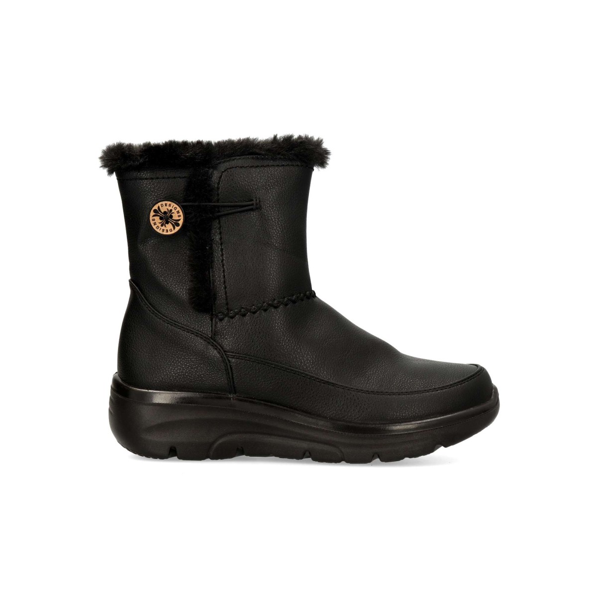Vanessa Calzados - Botines de mujer con forro textil abrigado caña 15 cm piel sintética negra para invierno