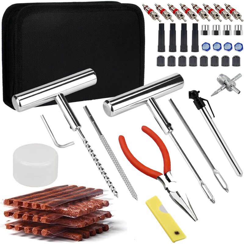 Kit de reparación de neumáticos de coche, herramientas a prueba de pinchazos, 70 Uds., para coches, motocicletas, camiones