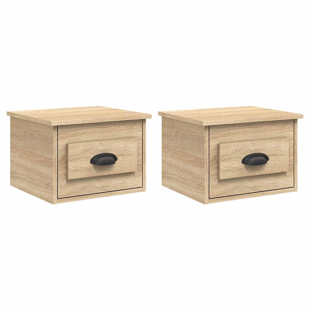 vidaXL Mesita de noche de pared 2 uds color roble Sonoma 41,5x36x28 cm
