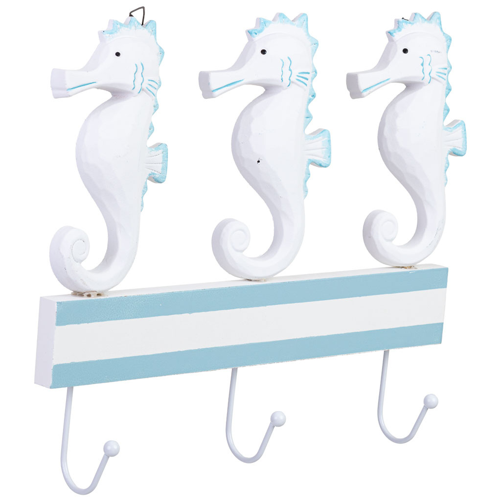 Wonderlust Deco - Percha de pared de madera con 3 ganchos blanco 34x5x28h cm Blanco 34x5x28h cm