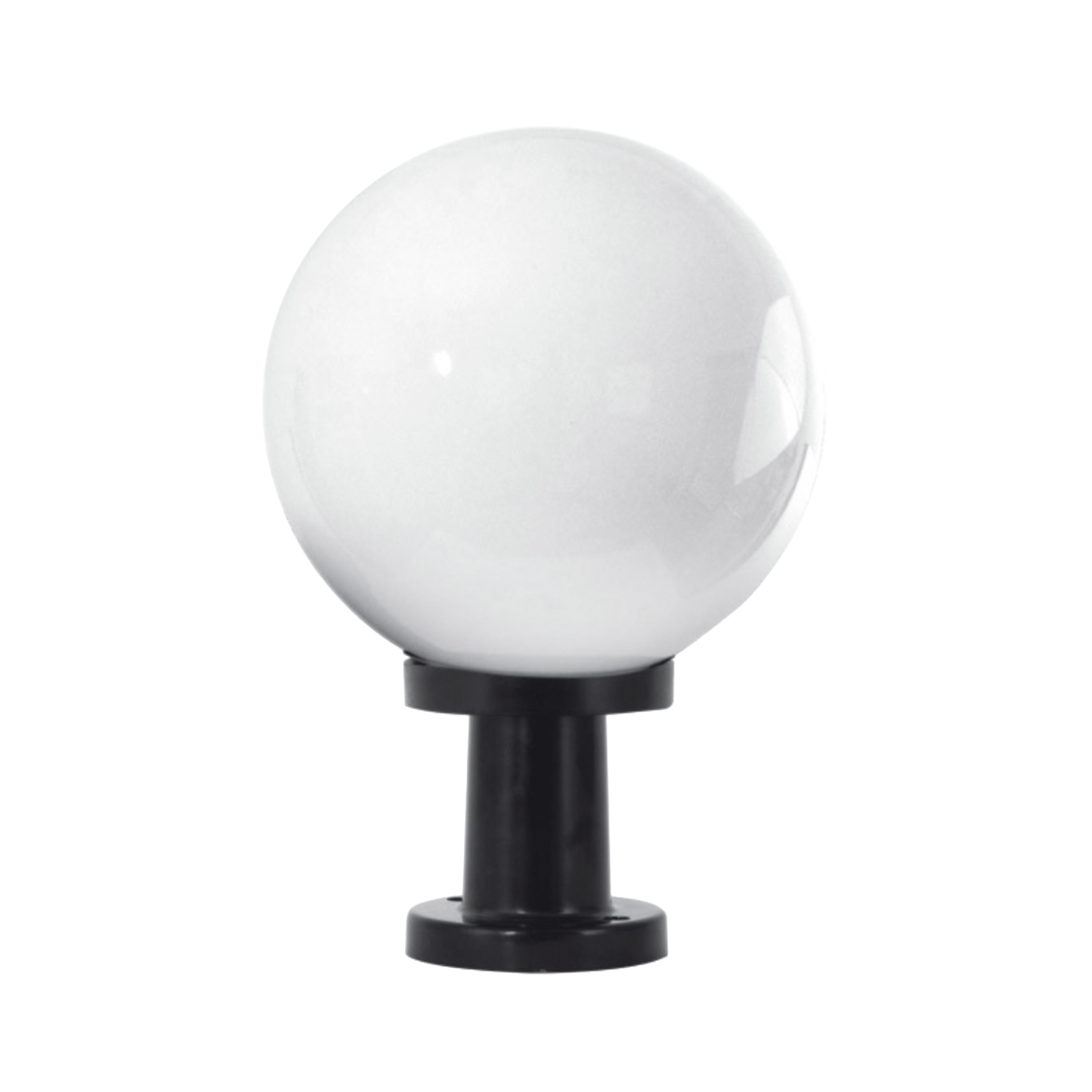 BEL AIR HOME - Sobremuro Exterior AMBIENTE con Bola de Policarbonato de 25 Cm y Portalámparas E-27 en Negro para Bombillas Led-altura de 37 Cm-iluminación de Calidad - Ilumina Tu Jardín con Estilo