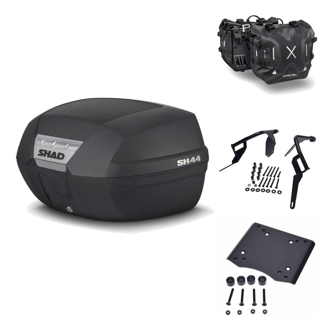 Tudetic Side Liner Motorcycle Trunk Kit - Compatible with BMW G310GS/G310R (2017-2025), ABS plastic, expandable saddle, lockable case for helmet storage.