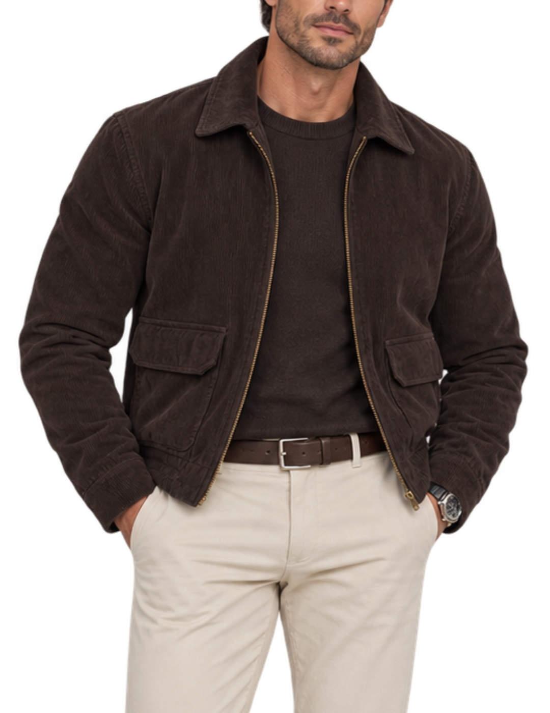 Chaqueta bomber Silbon pana marrón oscuro para hombre
