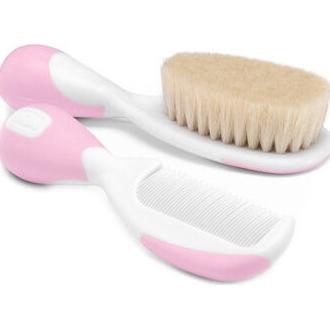 Cepillo Y Peine Chicco Pelo Natural Rosa