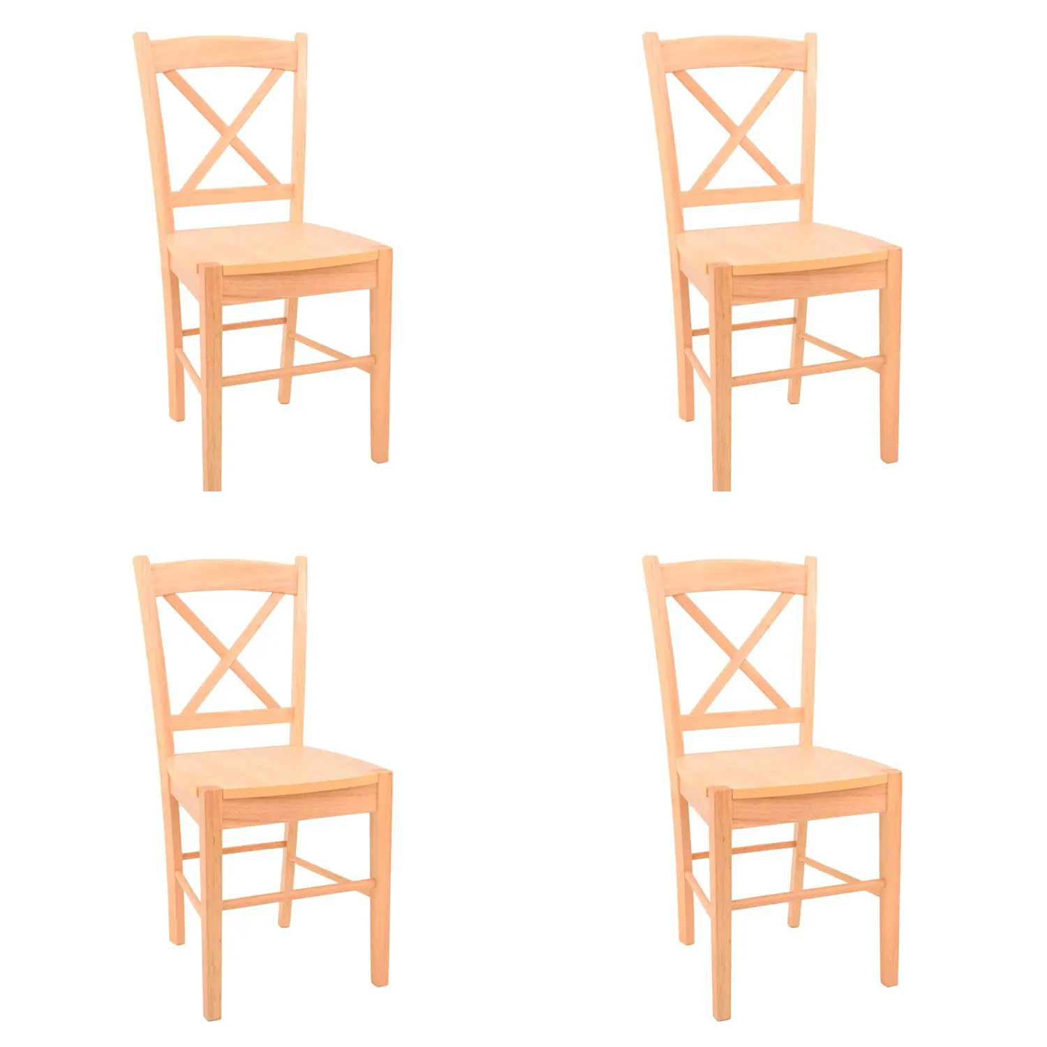 Silla de Comedor LÚZETE - Madera Hevea Natural - Estilo Rústico y Acogedor