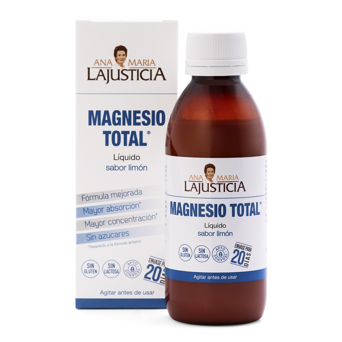 ANA MARIA LAJUSTICIA - Magnesio Total 200 ml Sabor Limón, Ayuda a Suplementar Dietas Pobres en Magnesio, Para Salud del Esqueleto y Musculatura