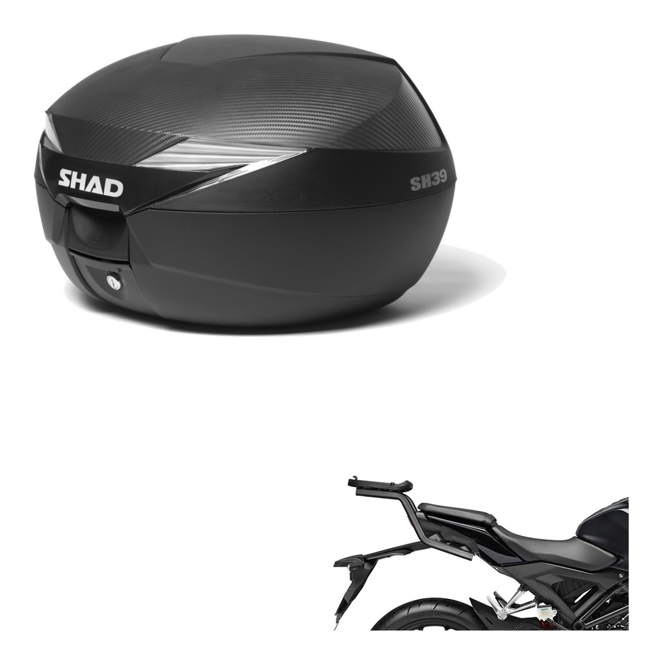 Baul Trasero + Herraje Montaje Sh39 Sh 39 Carbono Carbonlook KIT-182025