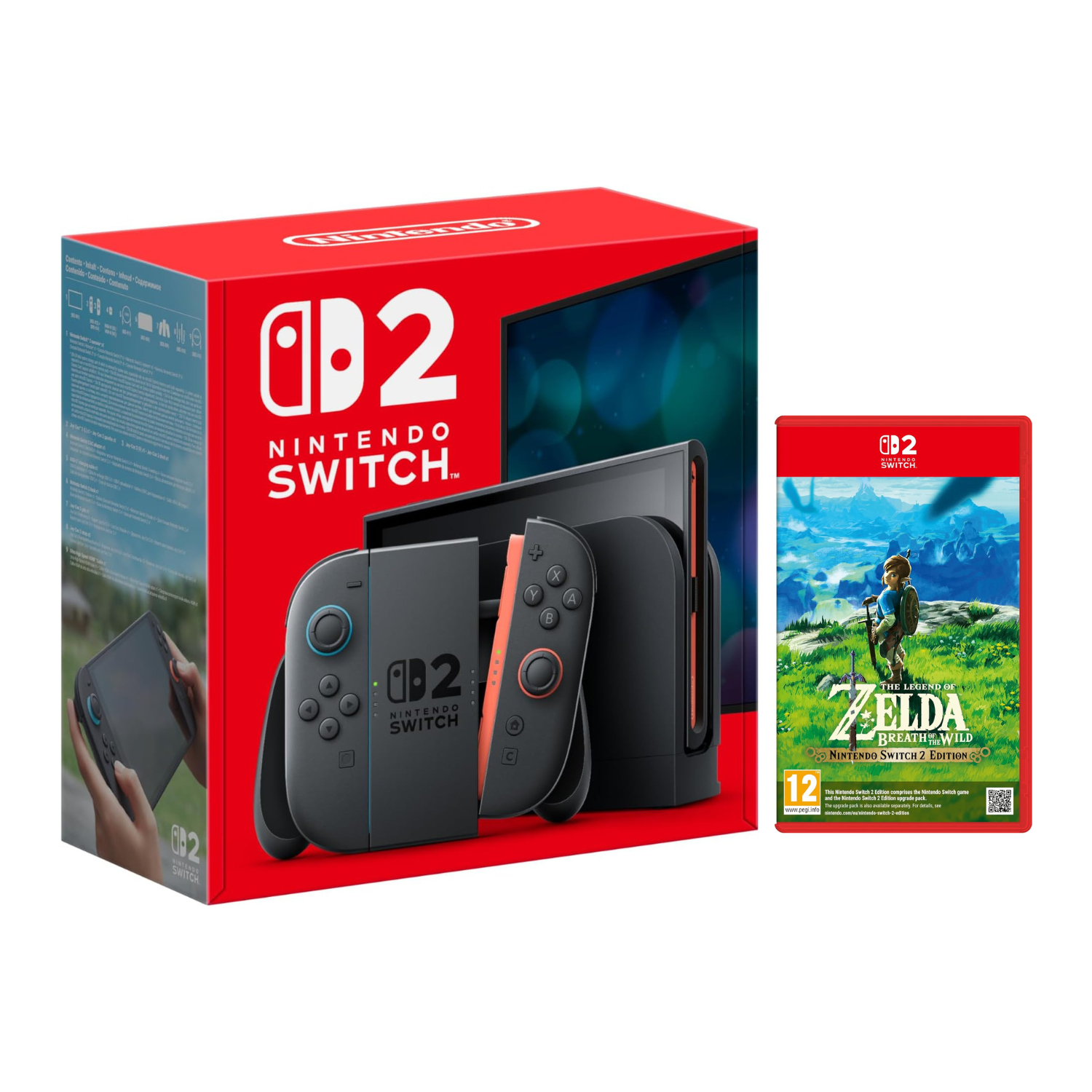 Nintendo Switch 2 Edition SW2 Consola + Juego Físico The Legend of Zelda: Breath of the Wild o The Legend of Zelda : Tears of the Kingdom PAL España | Dos Pack a Elegir | (Versión ESPAÑOLA)