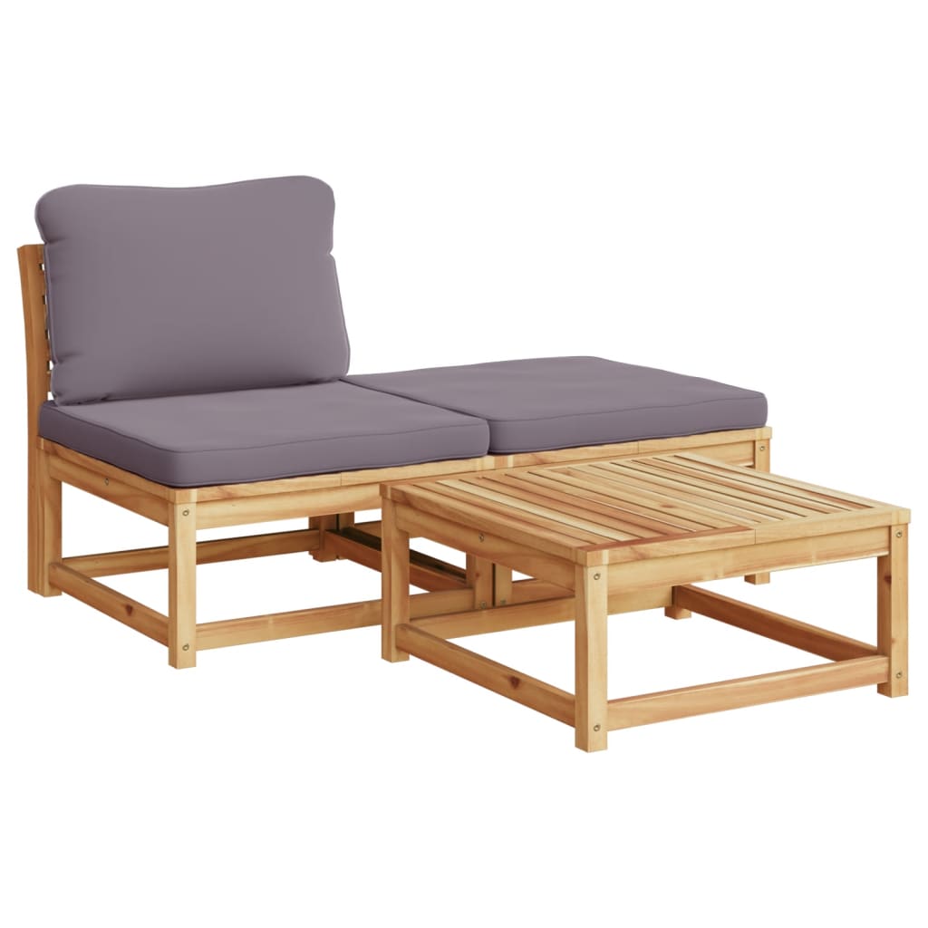 Vidaxl Set de Muebles para Jardín 3 Piezas con Cojines Madera Acacia Crema