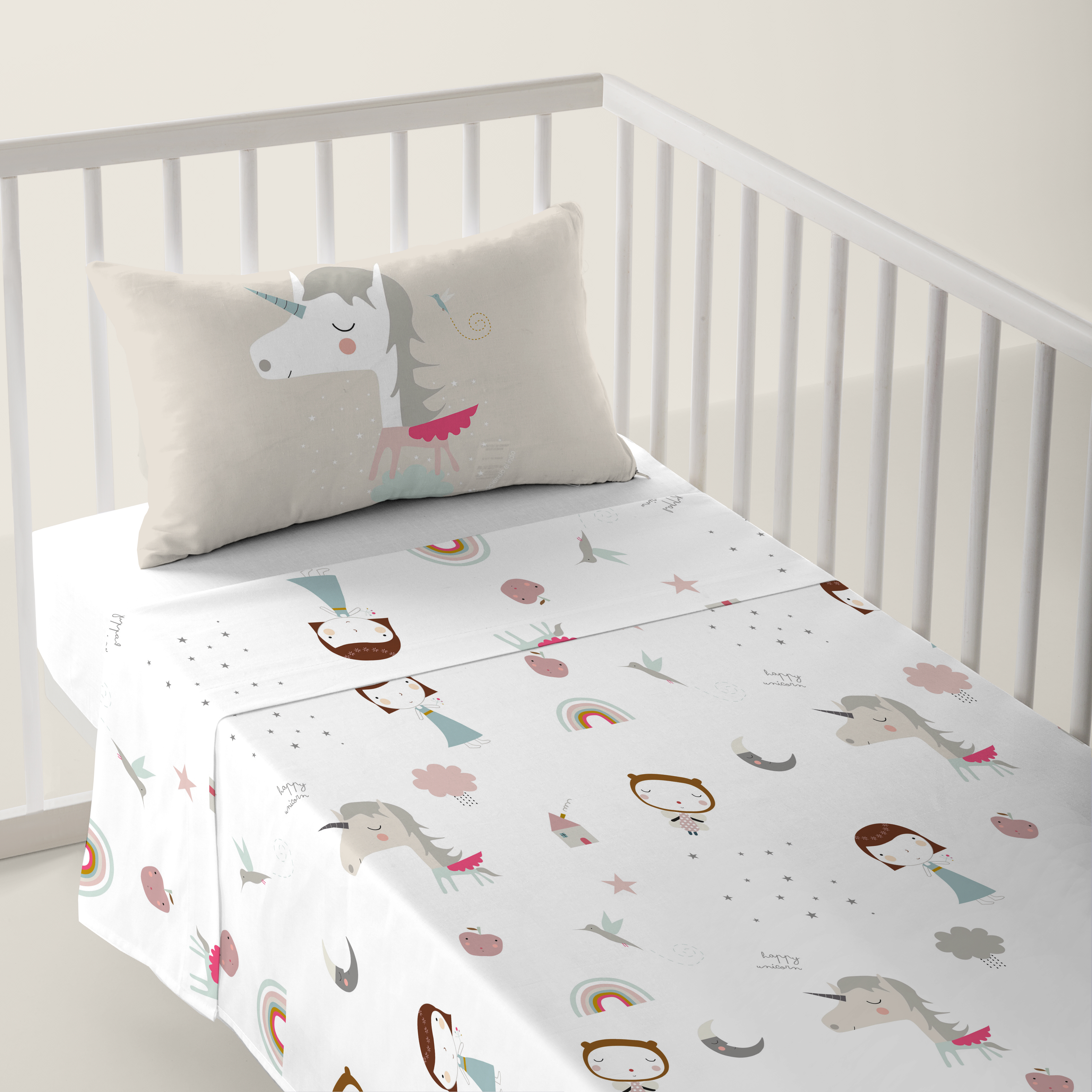 HACIENDO EL INDIO - Juego de Sábanas Cuna Estampado 100% Algodón - Juego de 2 Piezas Incluye Sábana Encimera y 1 Funda de Almohada - 100x130/120x180 cm - 13 Modelos Disponibles - Fabricado en España