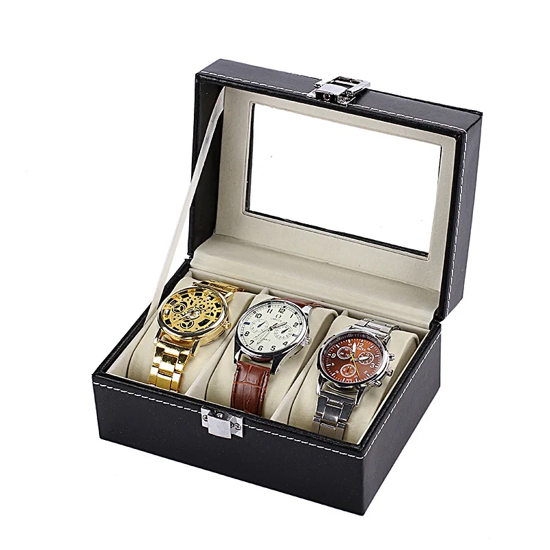 TK Cajas De Relojes Organizador De Joyería PU Cuero Caja De Exhibición Para Regalos Mejores Cajas De Almacenamiento De 2/3/4/5/6/8/10/12 Grids