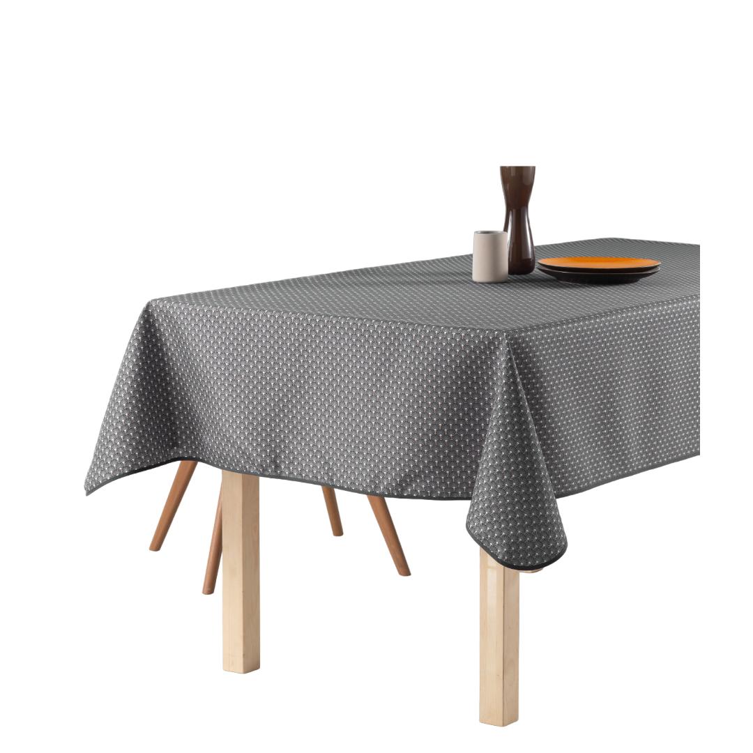 Mantel Antimanchas WAVE GREY para mesa rectangular Tamano desde 100x148cm hasta 3m50x1m48