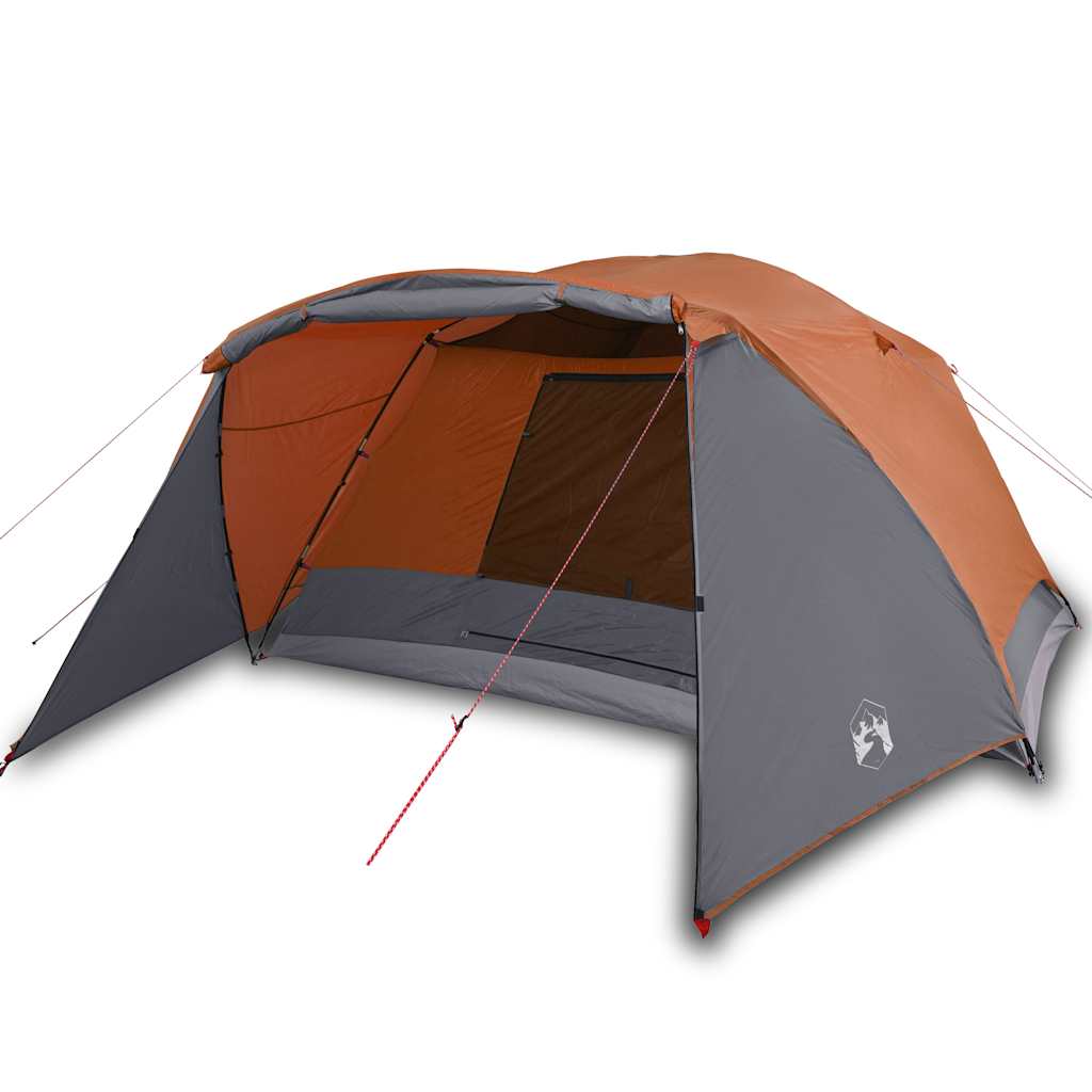 vidaXL Tienda familiar con porche 6 personas impermeable gris naranja
