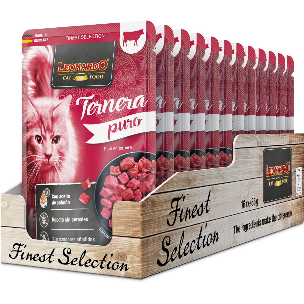 Leonardo Puro Ternera para Gatos Sobres para Gatos - 16 unidades x 85 gr
