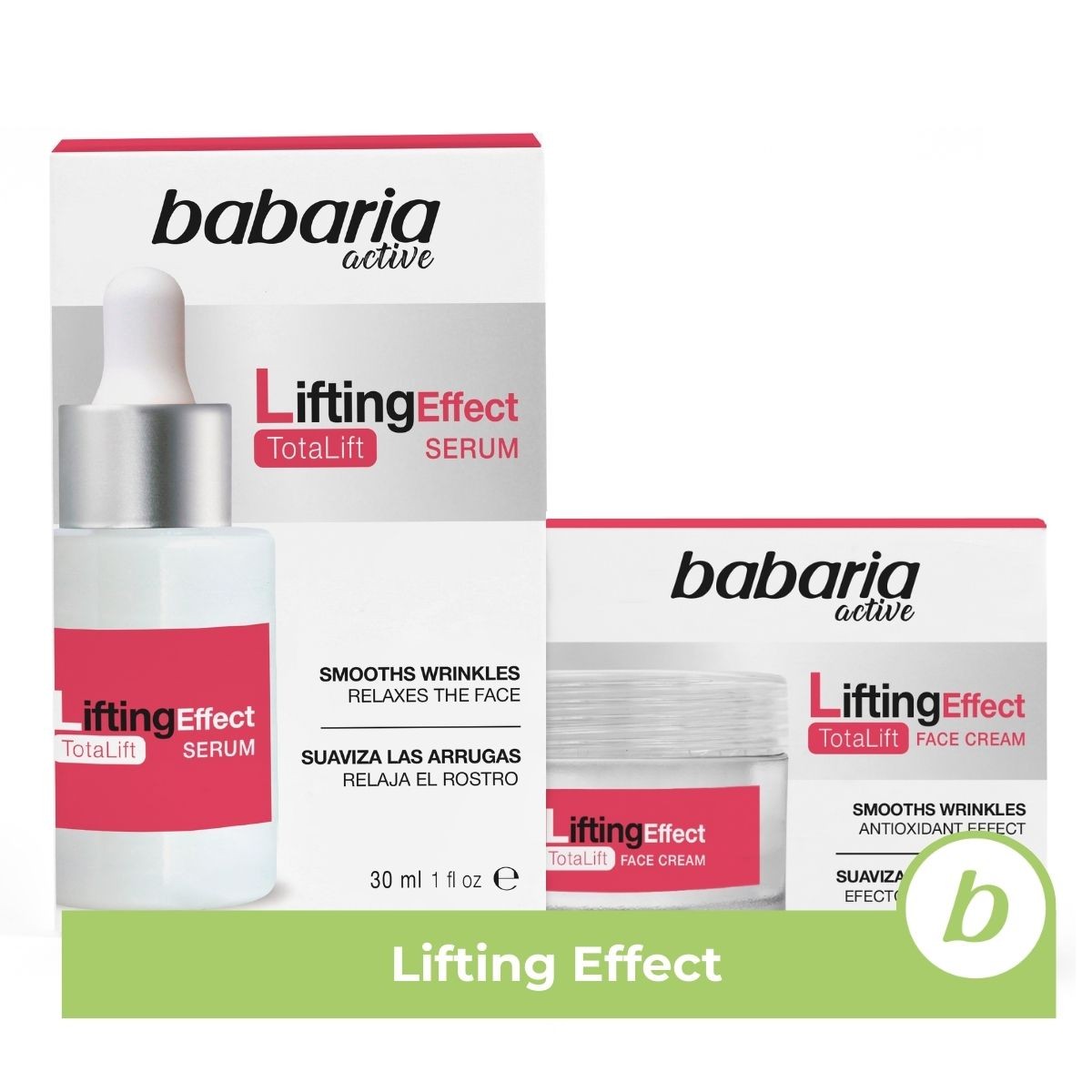 Babaria - Serum y Crema Antiarrugas Lifting Effect | Antiedad Global | Difumina arrugas y líneas de expresión | Vegana
