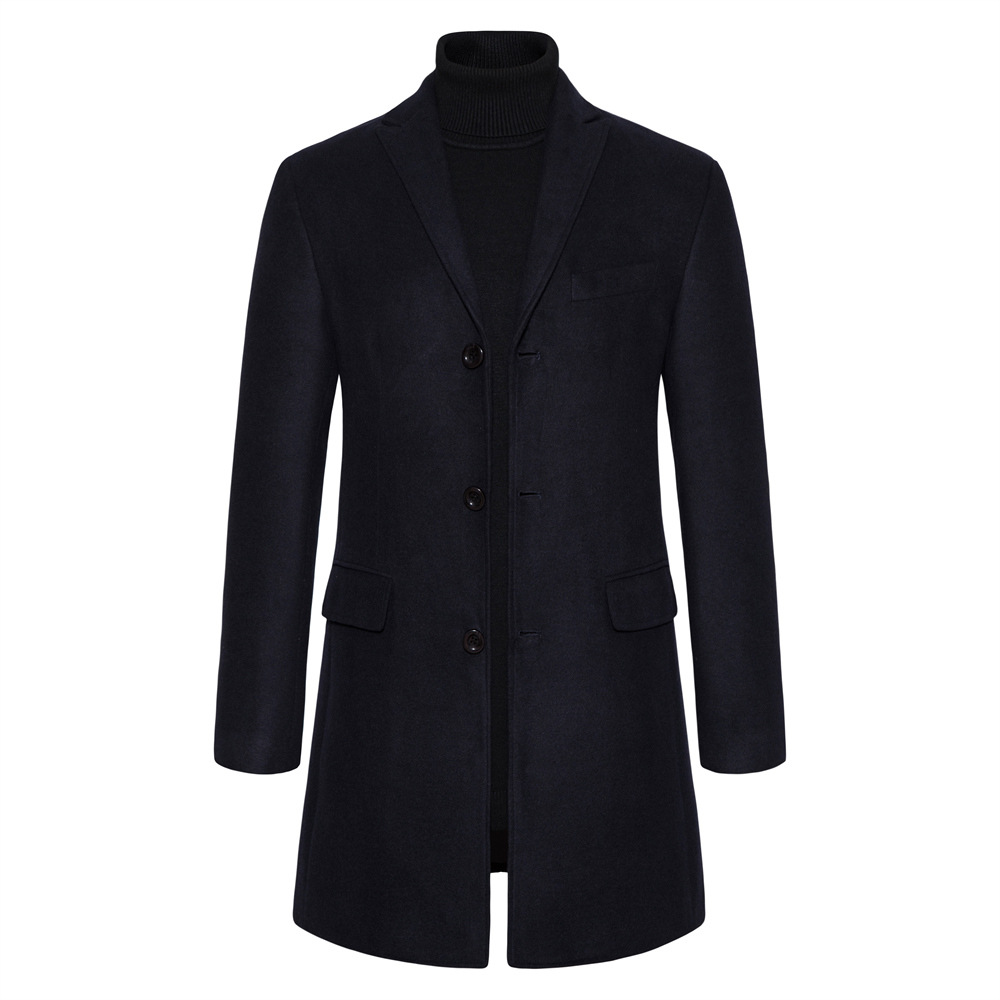 TK Otoño e invierno nuevos hombres abrigo casual chaqueta de abrigo de lana de alta calidad de negocios