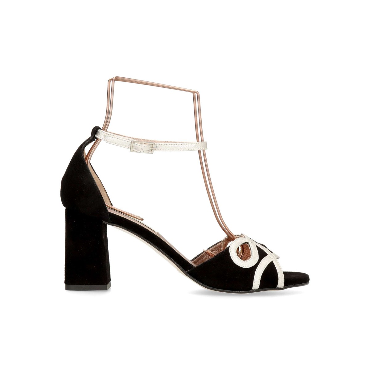EZZIO - Sandalias de fiesta terciopelo y piel con tacón medio de 7 cm, plantilla acolchada y acabado elegante para novia e invitadas