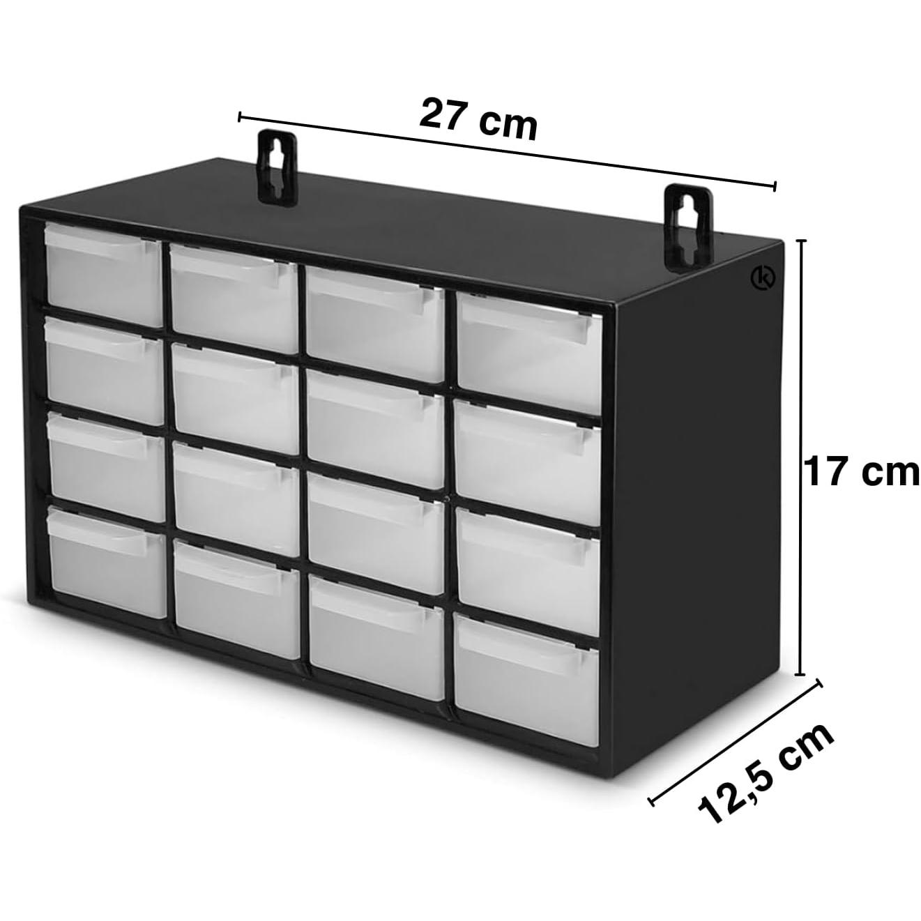 C.A | Clasificador de Tornillos y Herramientas | 16 Cajones | Modular y Apilable | 27 x 17 x 12,5 cm