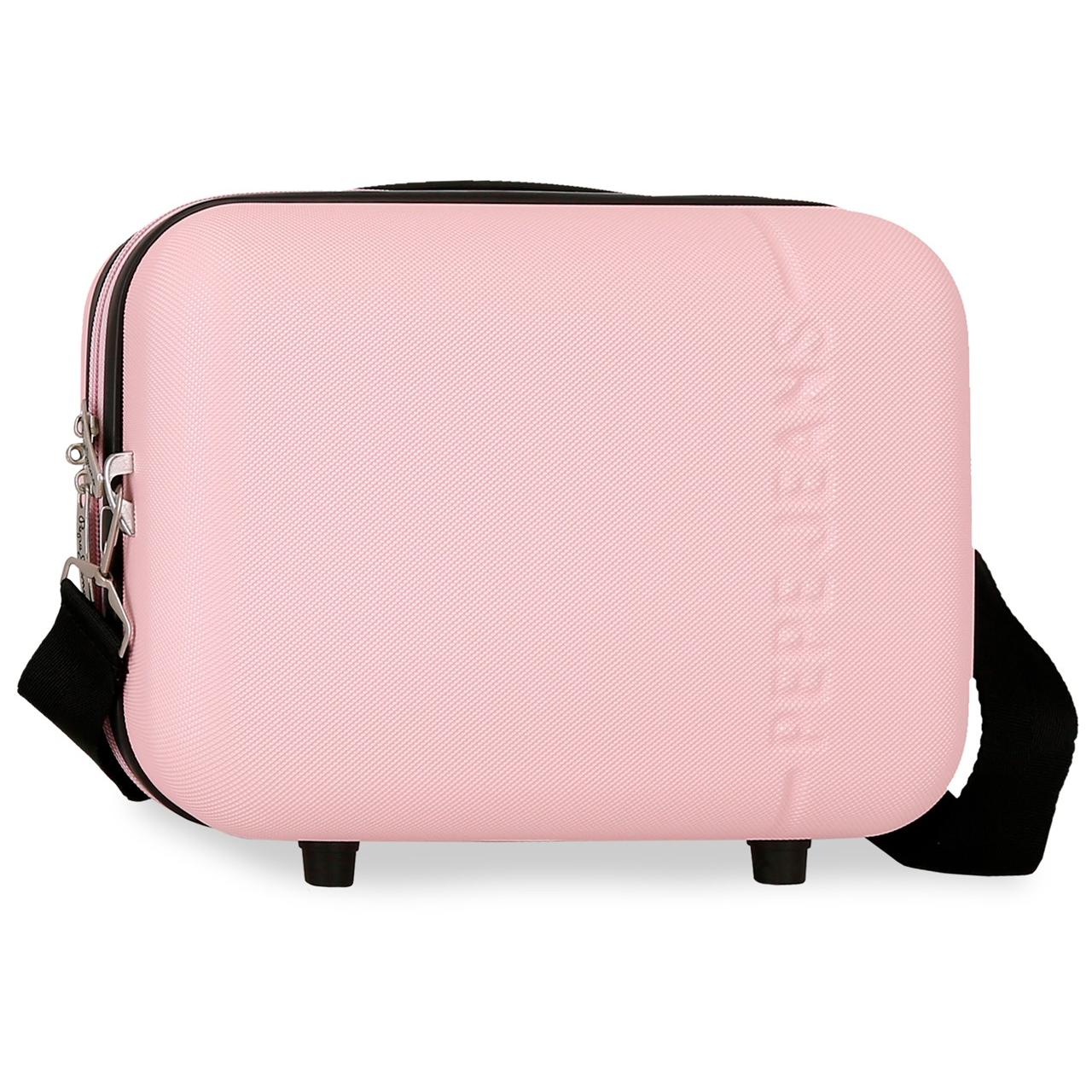 Pepe Jeans - Neceser rígido Montana de ABS 25x21x15 cm con compartimentos organizados, espejo y banda trasera para maleta