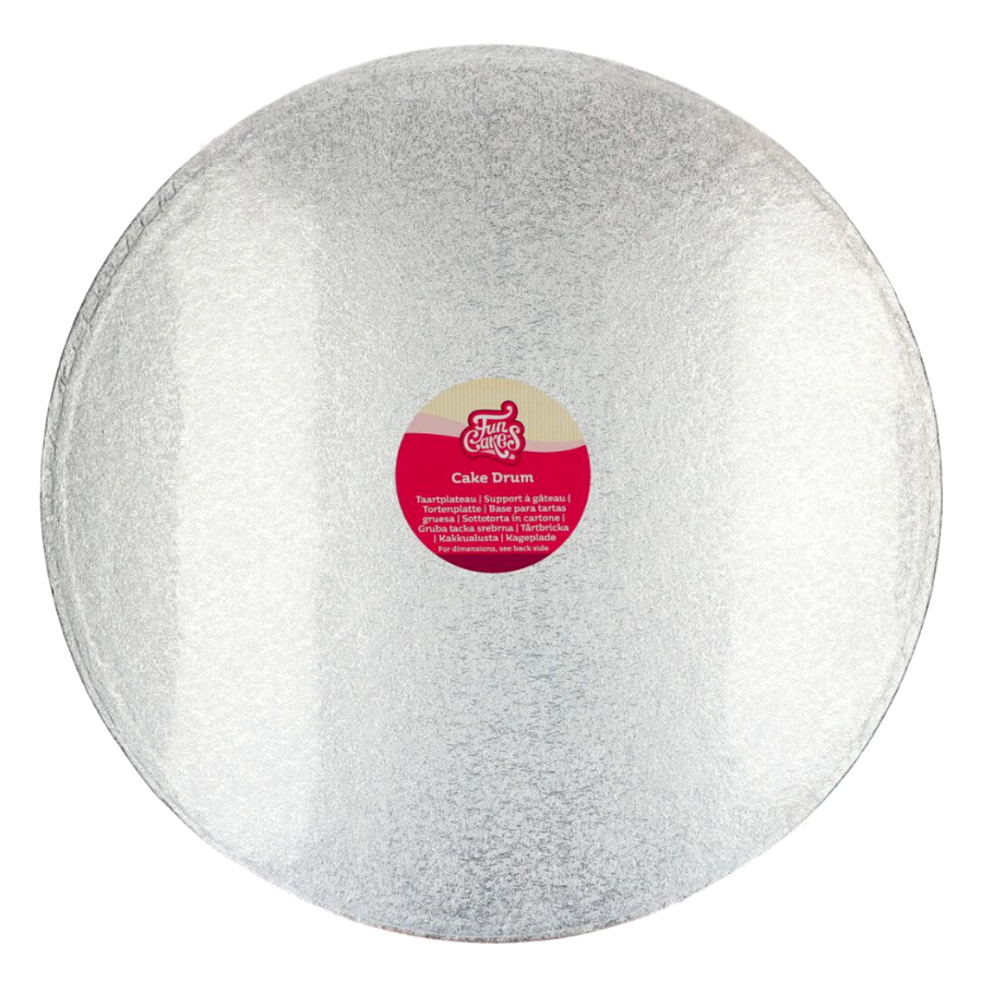 Glotomania - Cake Drum Redondo Plateado (Funcajes) - 45,7 Cm Ø - Cartón Resistente