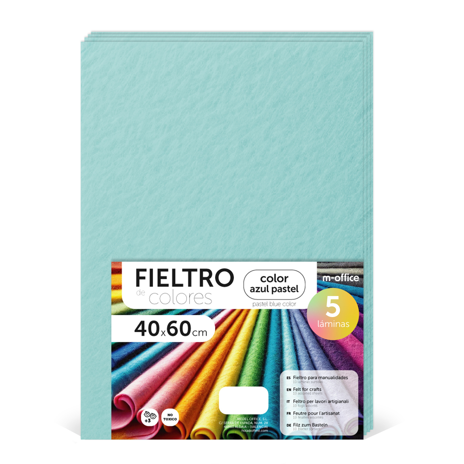 Fieltro para Manualidades, Fieltro de Colores, Suave y Flexible, Material para Costura, Telas Patchwork, Ideal para proyectos DIY, artesanía o decoración, Tamaños Variables - m-office Distintos Colores